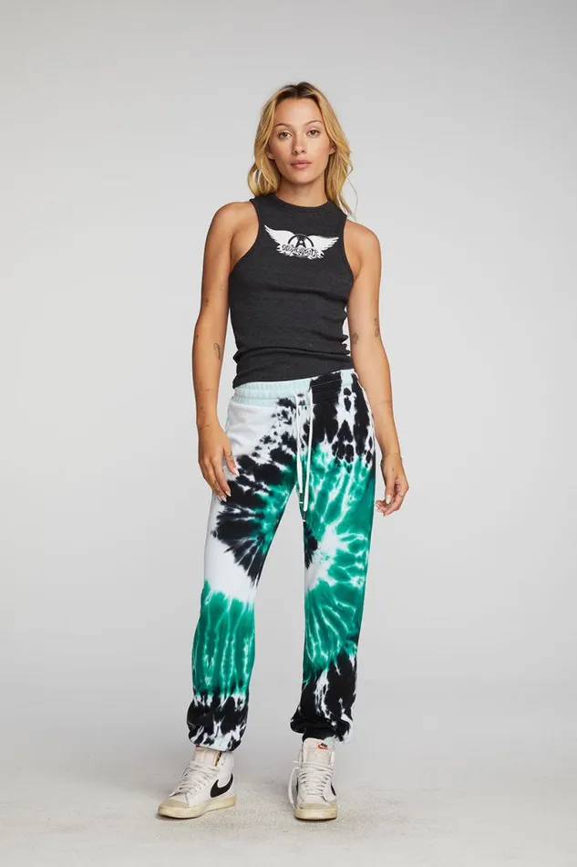Womens Bottoms Chaser Brand Cotton Fleece Joggers With Rib And Shoestring Tie