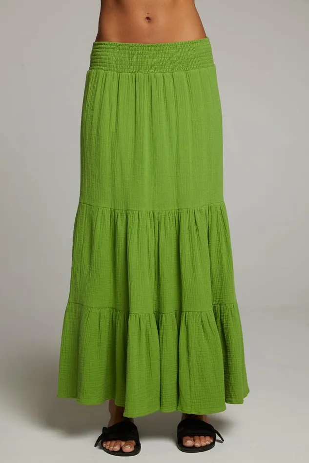 Womens Bottoms Chaser Brand Seal Piquant Green Maxi Skirt
