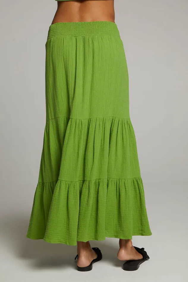 Womens Bottoms Chaser Brand Seal Piquant Green Maxi Skirt