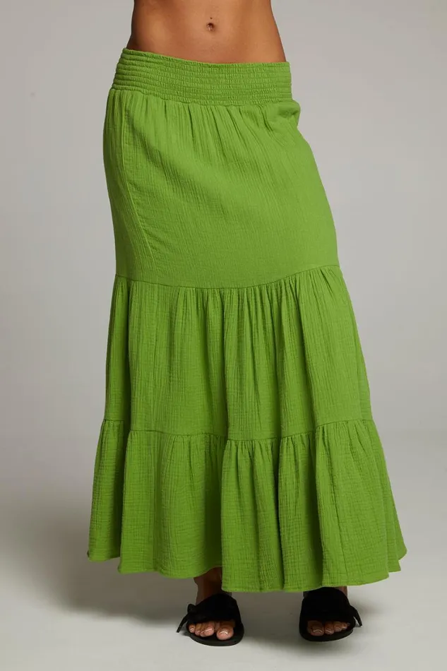 Womens Bottoms Chaser Brand Seal Piquant Green Maxi Skirt