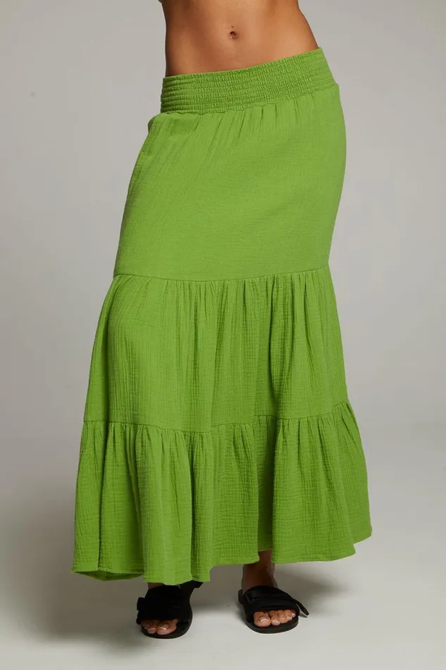 Womens Bottoms Chaser Brand Seal Piquant Green Maxi Skirt