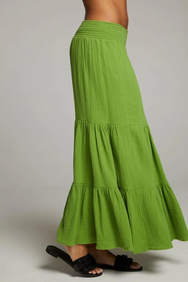 Womens Bottoms Chaser Brand Seal Piquant Green Maxi Skirt