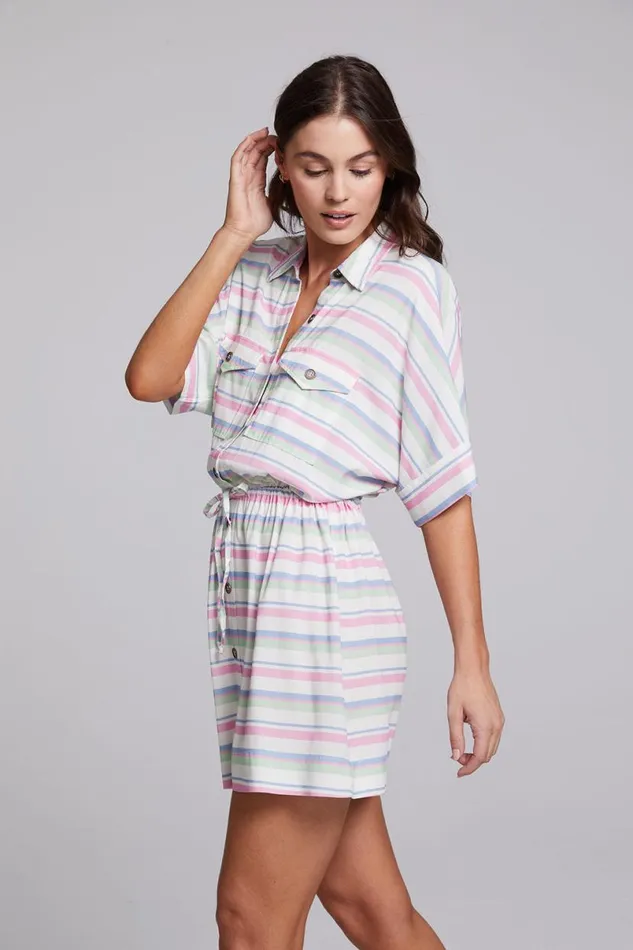 Womens Dresses Chaser Brand Carmela Positano Stripe Mini Dress