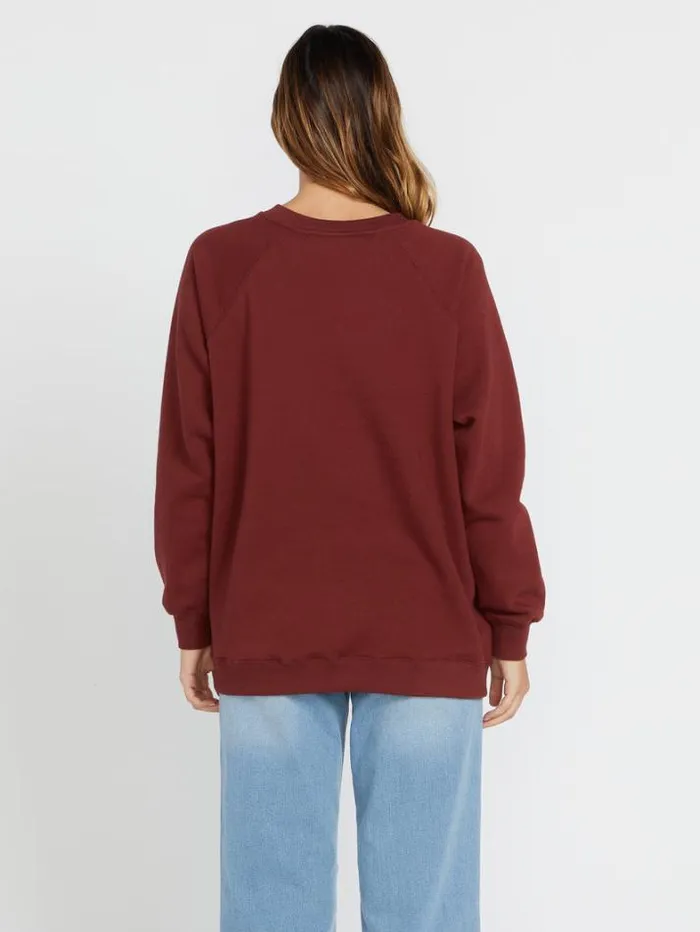 Womens Hoodies and Sweatshirts Volcom Stone Magic Boyfriend Crew Sweatshirt 8211 Cayenne
