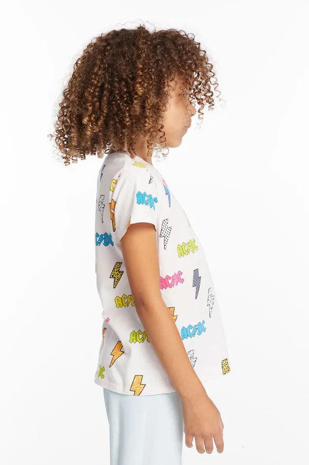 WomensKids Music Chaser Brand ACDC All Over Logos Girls Tee