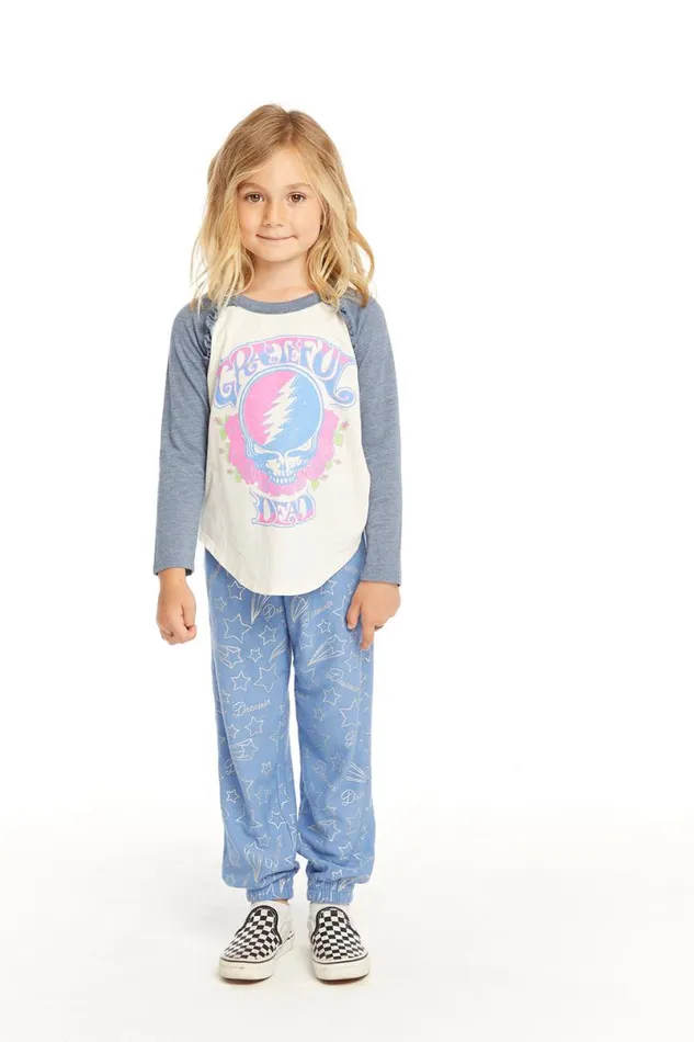 WomensKids Music Chaser Brand Grateful Dead Skull and Roses Baseball Tee