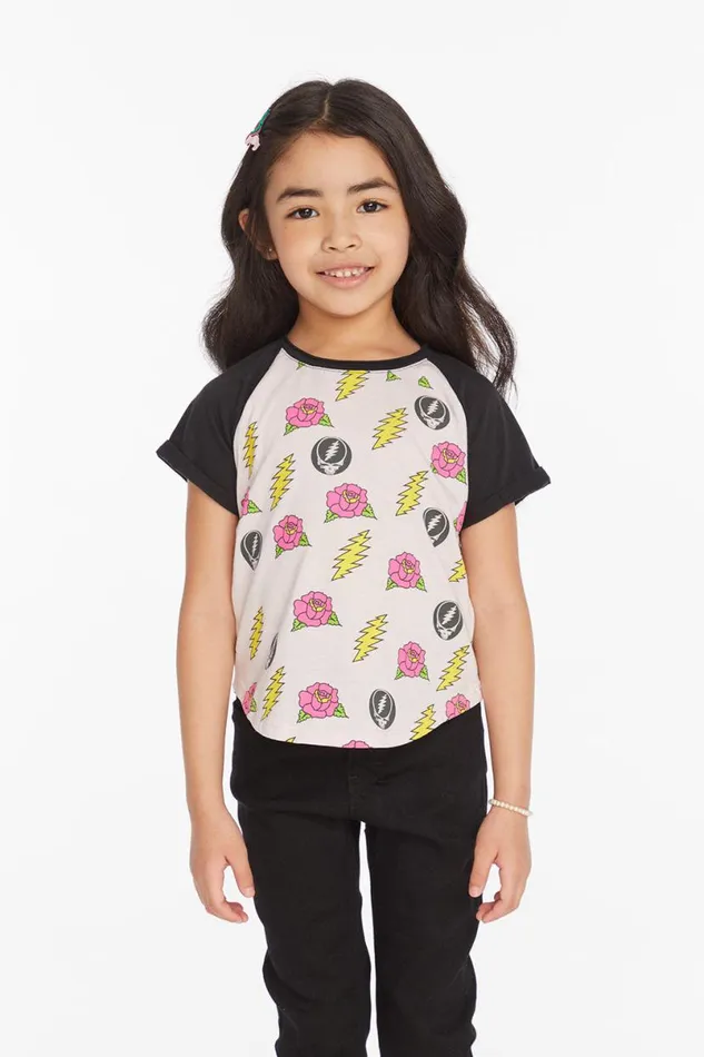 WomensKids Music Chaser Brand Grateful Dead Skull and Roses Girls Tee