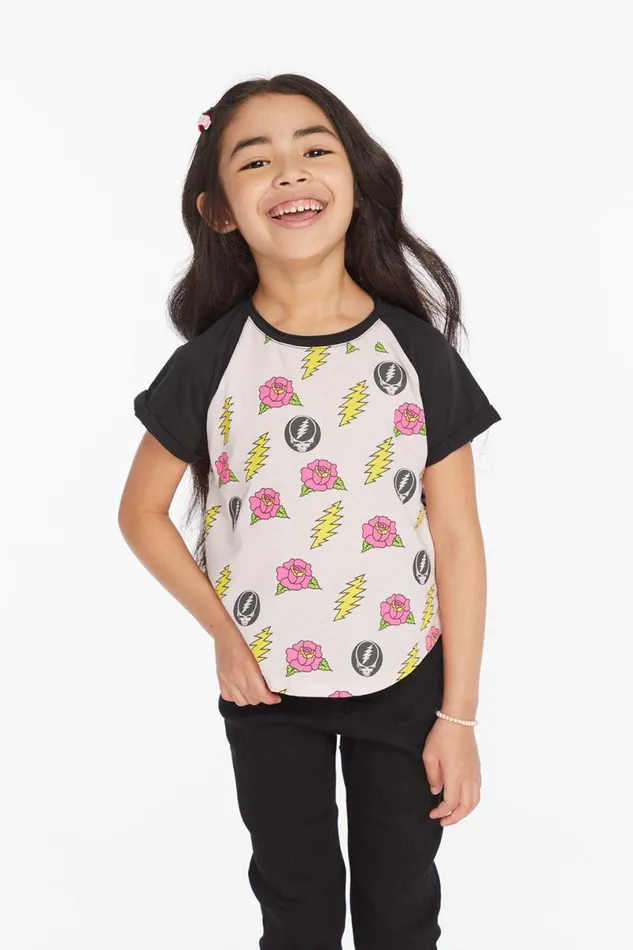 WomensKids Music Chaser Brand Grateful Dead Skull and Roses Girls Tee