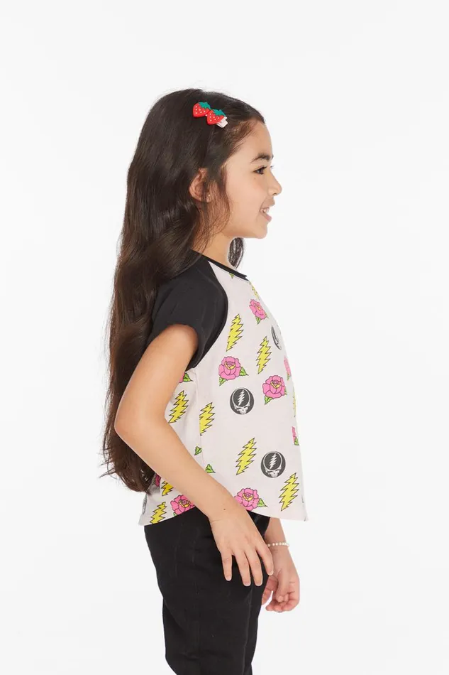 WomensKids Music Chaser Brand Grateful Dead Skull and Roses Girls Tee