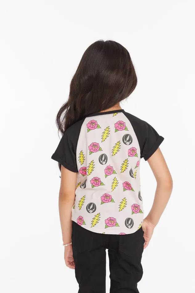 WomensKids Music Chaser Brand Grateful Dead Skull and Roses Girls Tee