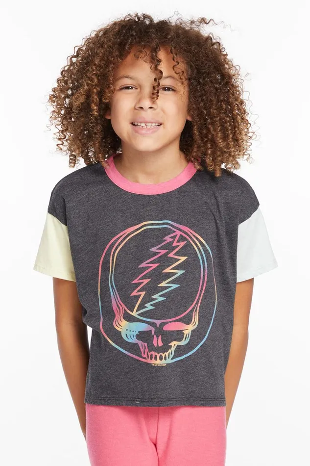 WomensKids Music Chaser Brand Grateful Dead Steal Your Face Rainbow Girls Tee
