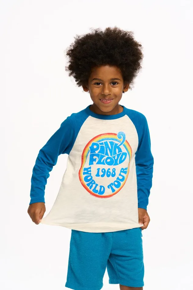 WomensKids Music Chaser Brand Pink Floyd 8211 World Tour Aidan Long Sleeve Baseball Tee