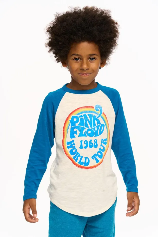WomensKids Music Chaser Brand Pink Floyd 8211 World Tour Aidan Long Sleeve Baseball Tee