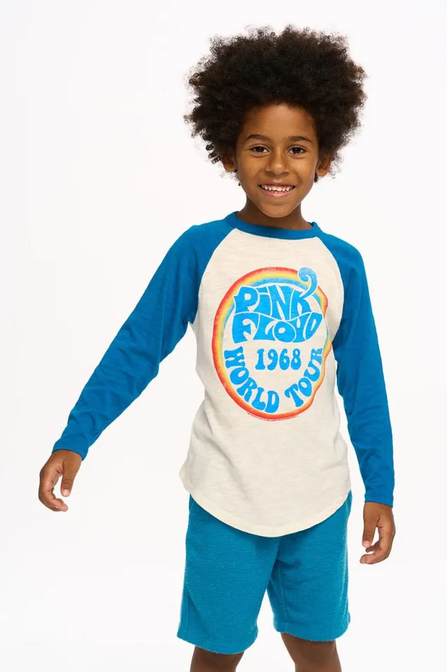 WomensKids Music Chaser Brand Pink Floyd 8211 World Tour Aidan Long Sleeve Baseball Tee