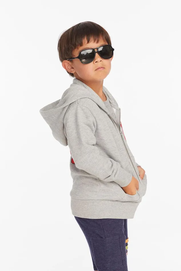 WomensKids Music Chaser Brand Rolling Stones Script Logo Boys Zipup Hoodie