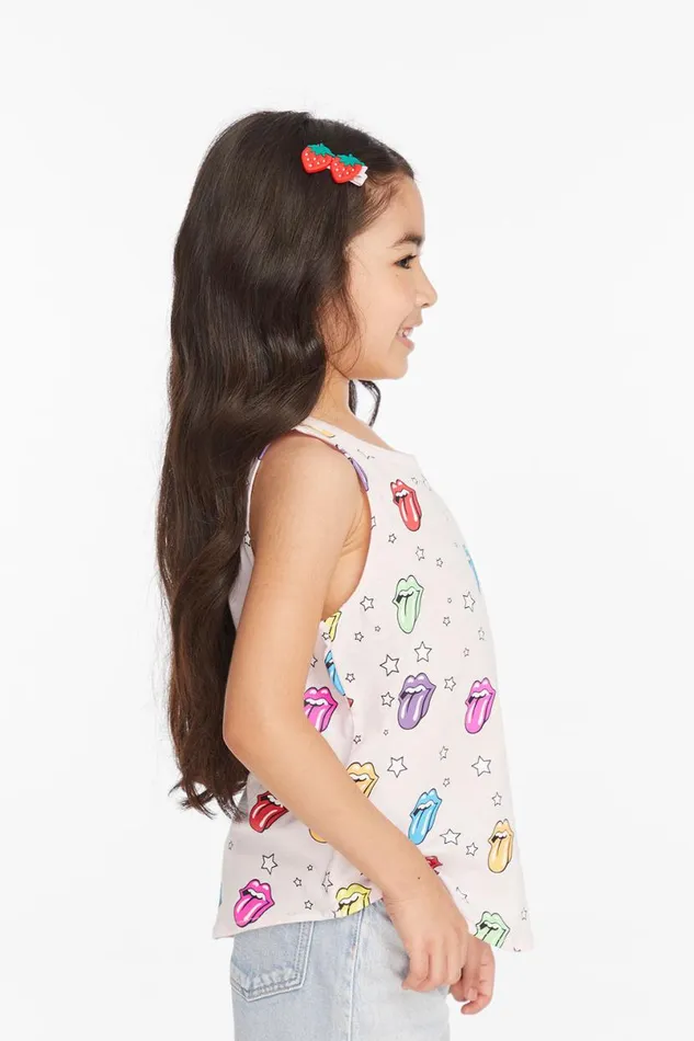 WomensKids Music Chaser Brand Rolling Stones Tongue Logo Girls Muscle Tee