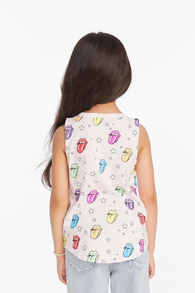 WomensKids Music Chaser Brand Rolling Stones Tongue Logo Girls Muscle Tee