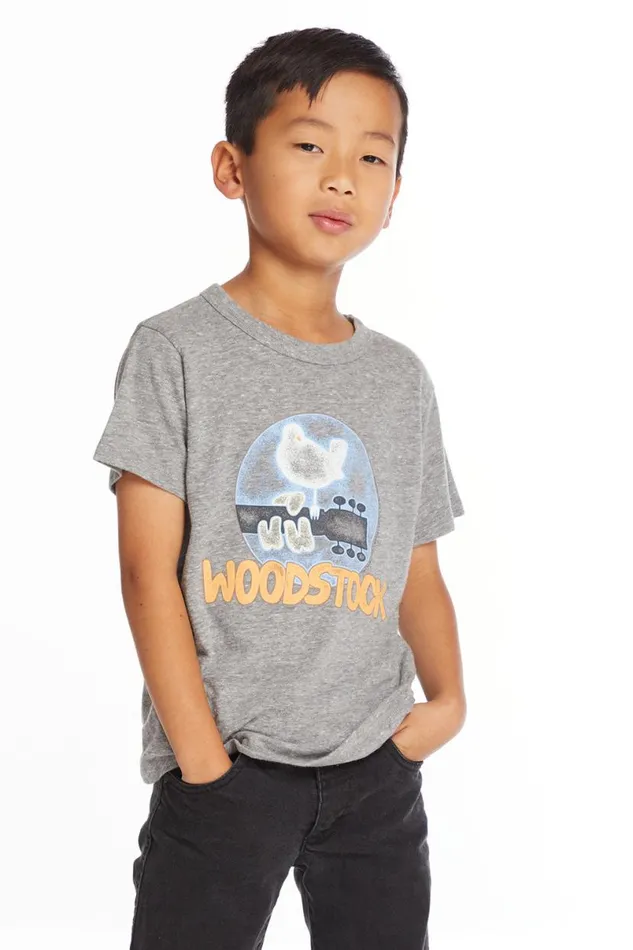WomensKids Music Chaser Brand Woodstock Bird On Guitar Boys Crew Neck Tee