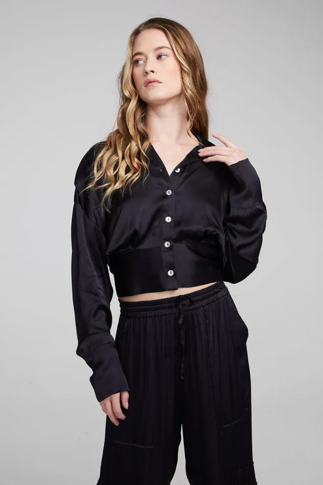 Womens Loungewear Chaser Brand Agnes Shadow Black Blouse