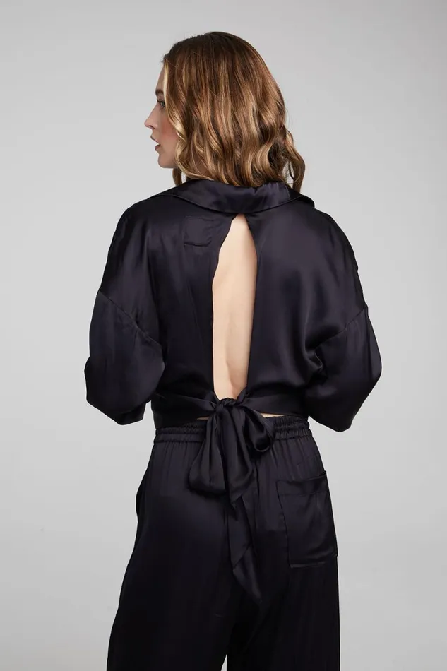 Womens Loungewear Chaser Brand Agnes Shadow Black Blouse