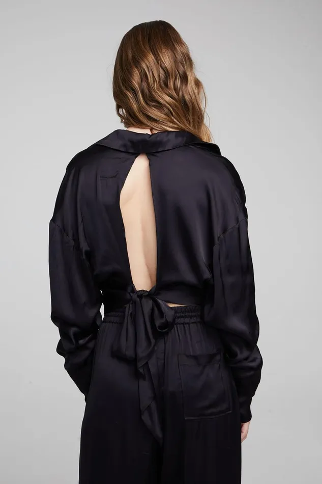 Womens Loungewear Chaser Brand Agnes Shadow Black Blouse