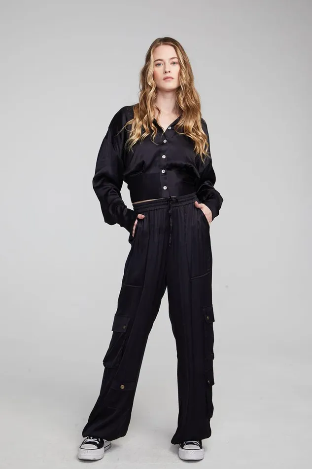 Womens Loungewear Chaser Brand Agnes Shadow Black Blouse