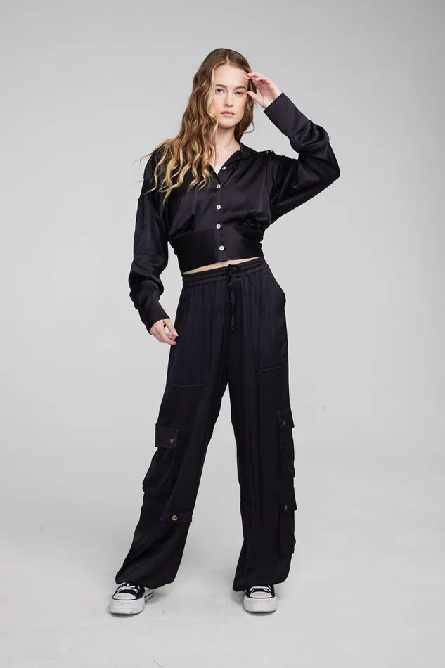 Womens Loungewear Chaser Brand Agnes Shadow Black Blouse
