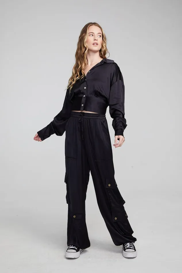 Womens Loungewear Chaser Brand Agnes Shadow Black Blouse
