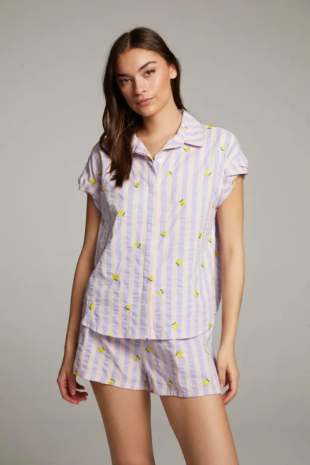 Womens Loungewear Chaser Brand Allover Lemons Shirt