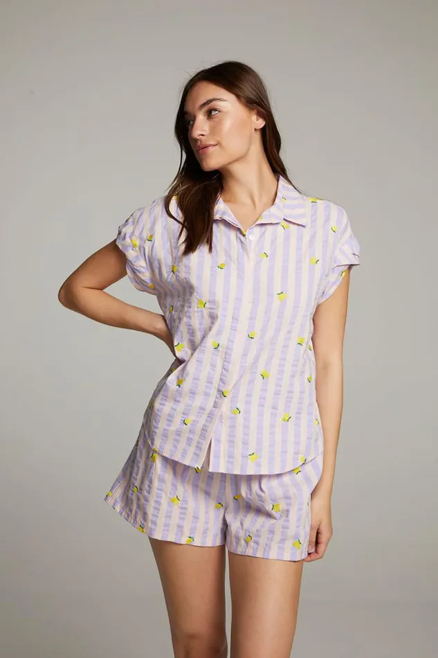 Womens Loungewear Chaser Brand Allover Lemons Shirt