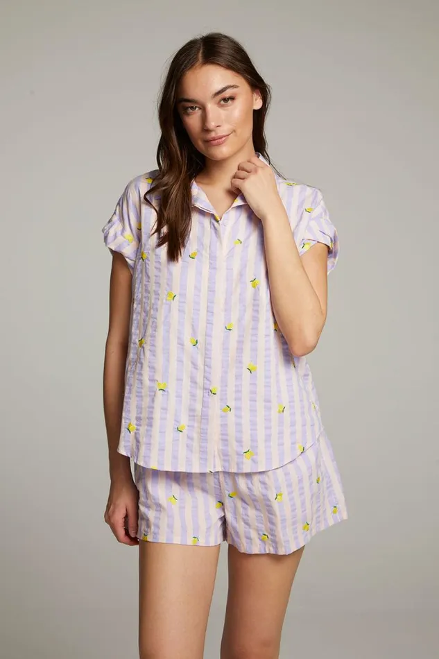 Womens Loungewear Chaser Brand Allover Lemons Shirt