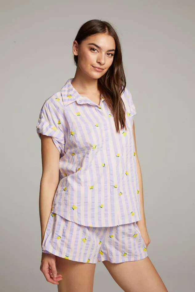 Womens Loungewear Chaser Brand Allover Lemons Shirt