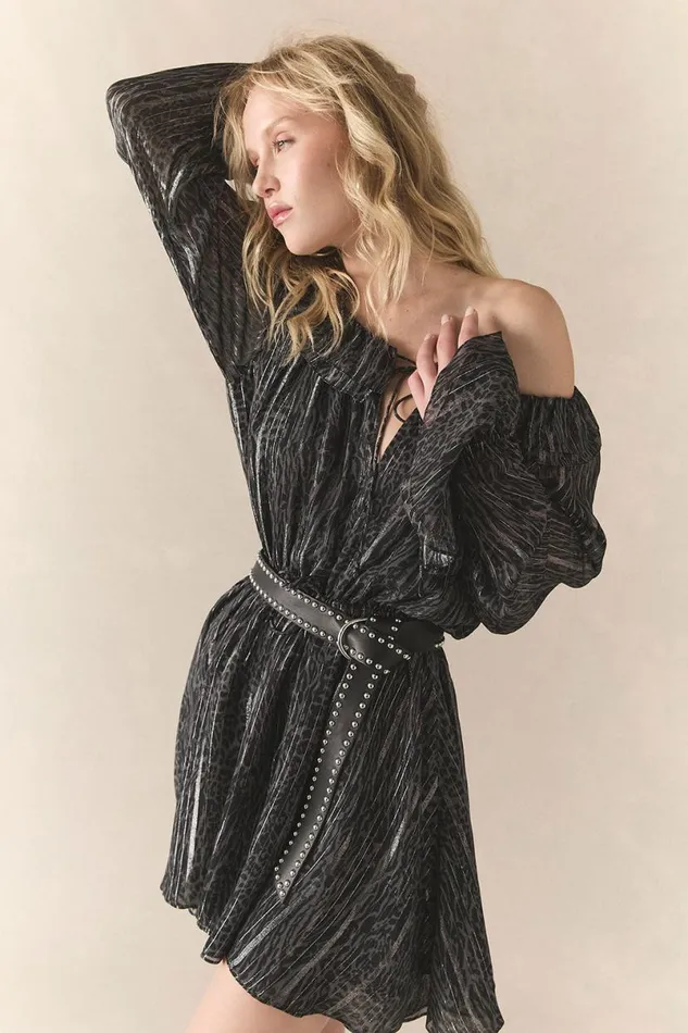 Womens Loungewear Chaser Brand Starlette Licorice Class Leopard Mini Dress