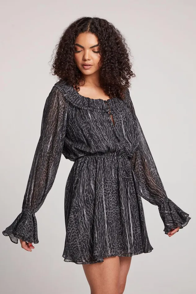 Womens Loungewear Chaser Brand Starlette Licorice Class Leopard Mini Dress
