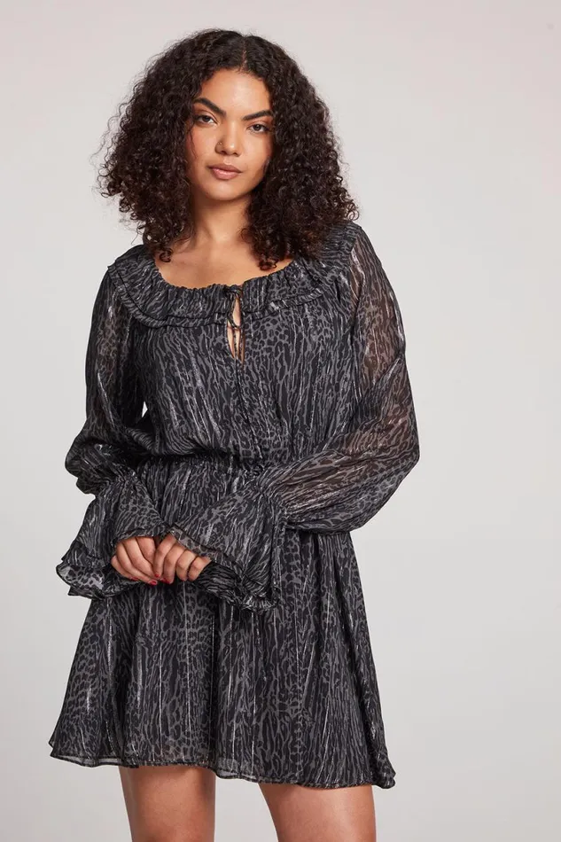 Womens Loungewear Chaser Brand Starlette Licorice Class Leopard Mini Dress