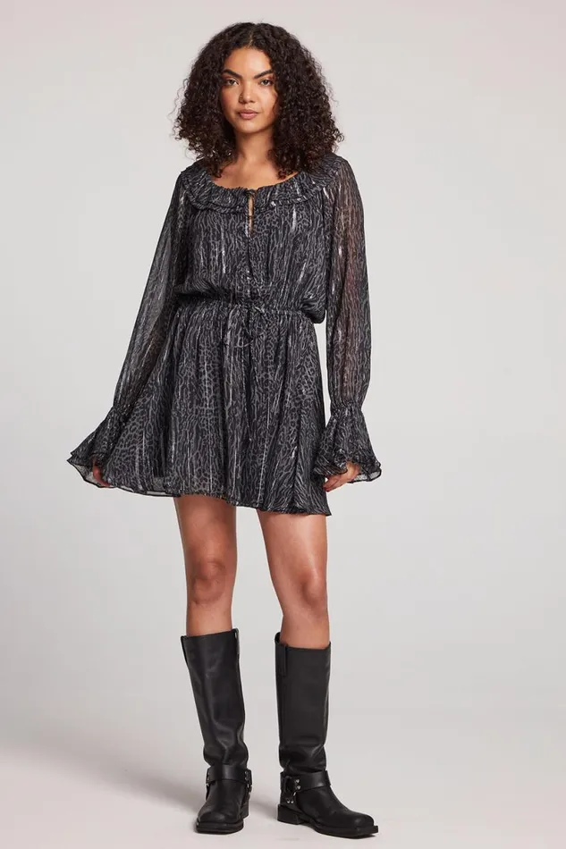 Womens Loungewear Chaser Brand Starlette Licorice Class Leopard Mini Dress
