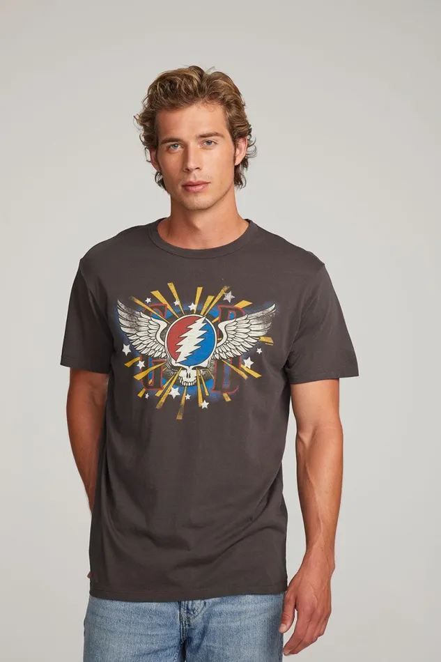 WomensMens Music Chaser Brand Grateful Dead Skull and Wings Mens Tee