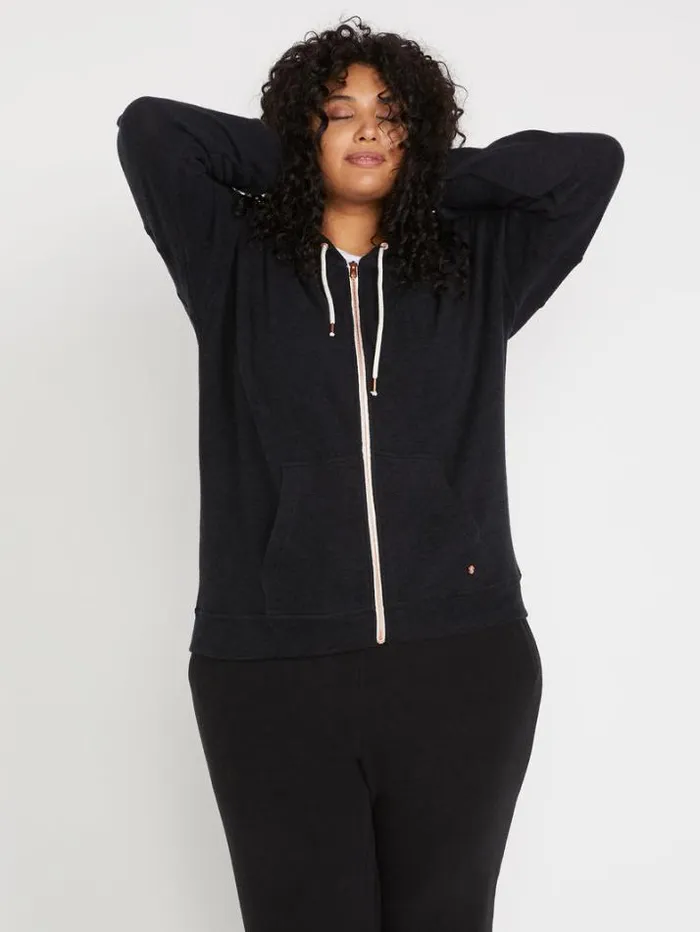 Womens Plus Size Volcom Lived In Lounge Zip Fleece Plus Size 8211 Black