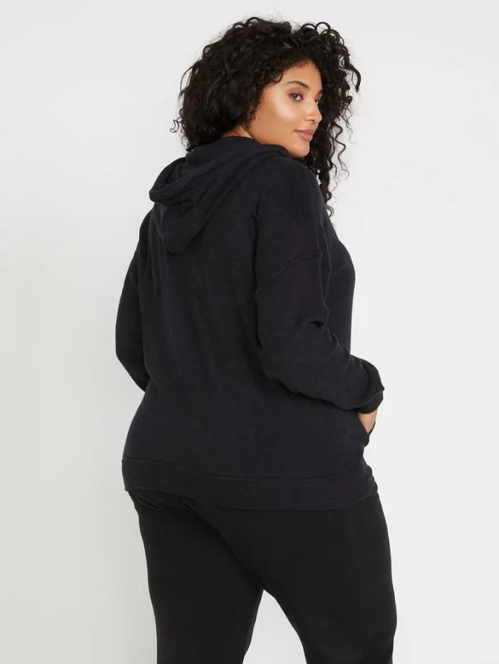 Womens Plus Size Volcom Lived In Lounge Zip Fleece Plus Size 8211 Black