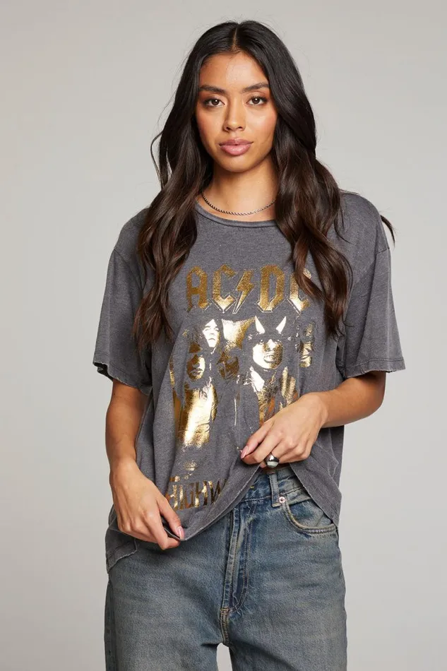 Womens Tops Chaser Brand ACDC Highway To Hell Tee