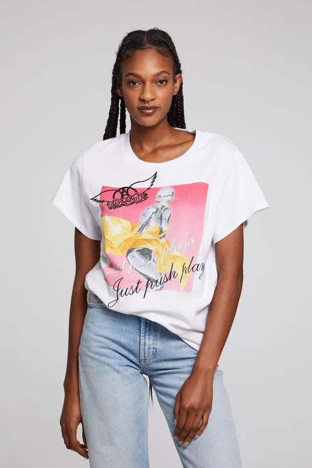 Womens Tops Chaser Brand Aerosmith Just Push Play Tee