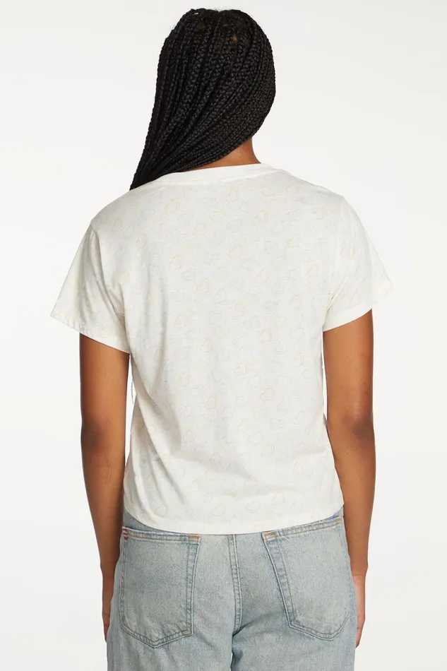 Womens Tops Chaser Brand Allover Valentine Crewneck Tee