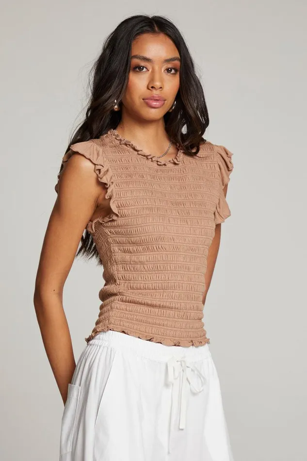 Womens Tops Chaser Brand Ann Warm Taupe Blouse