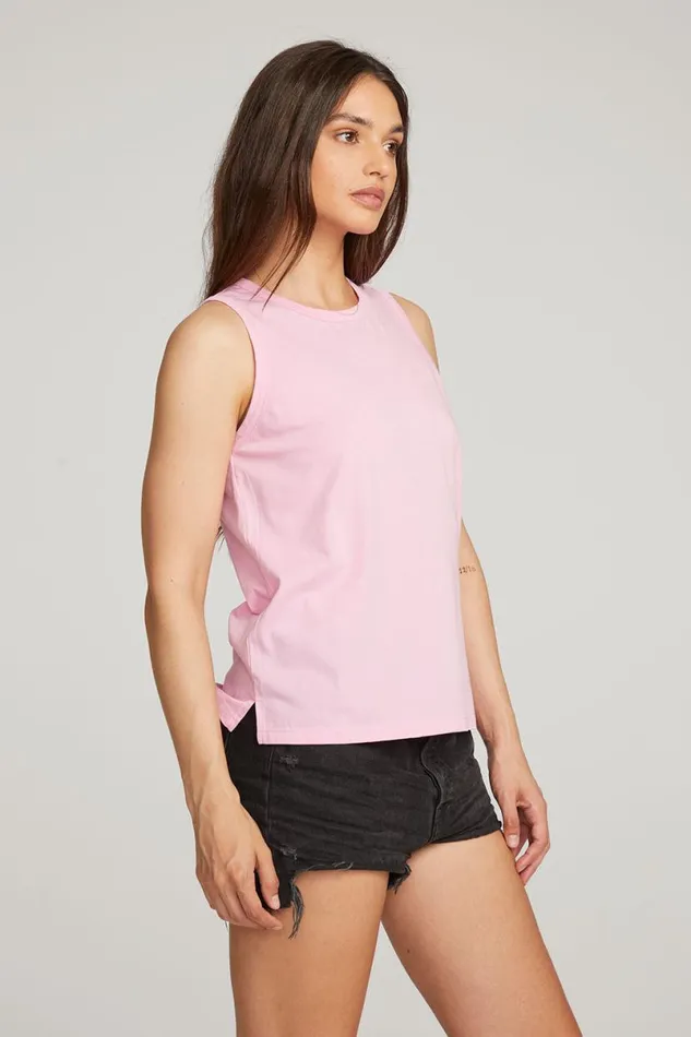 Womens Tops Chaser Brand Basic Pastel Lavender Slit Tank