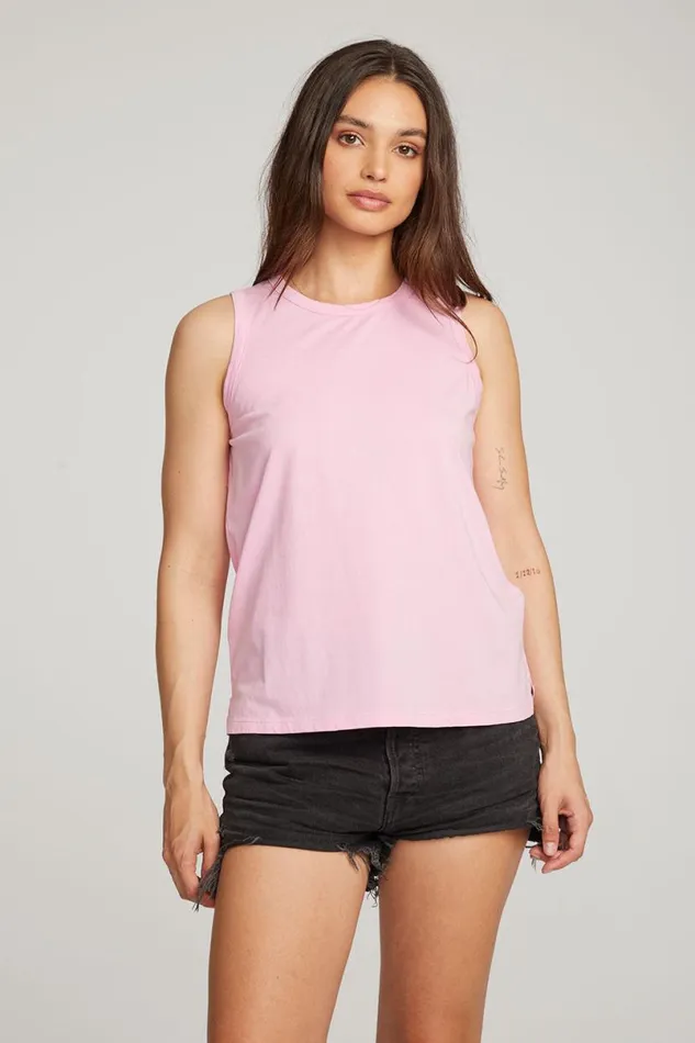 Womens Tops Chaser Brand Basic Pastel Lavender Slit Tank