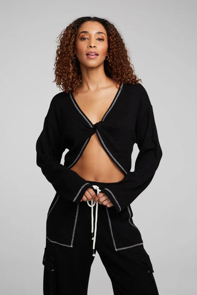 Womens Tops Chaser Brand Briaa Shadow Black Long Sleeve Tee