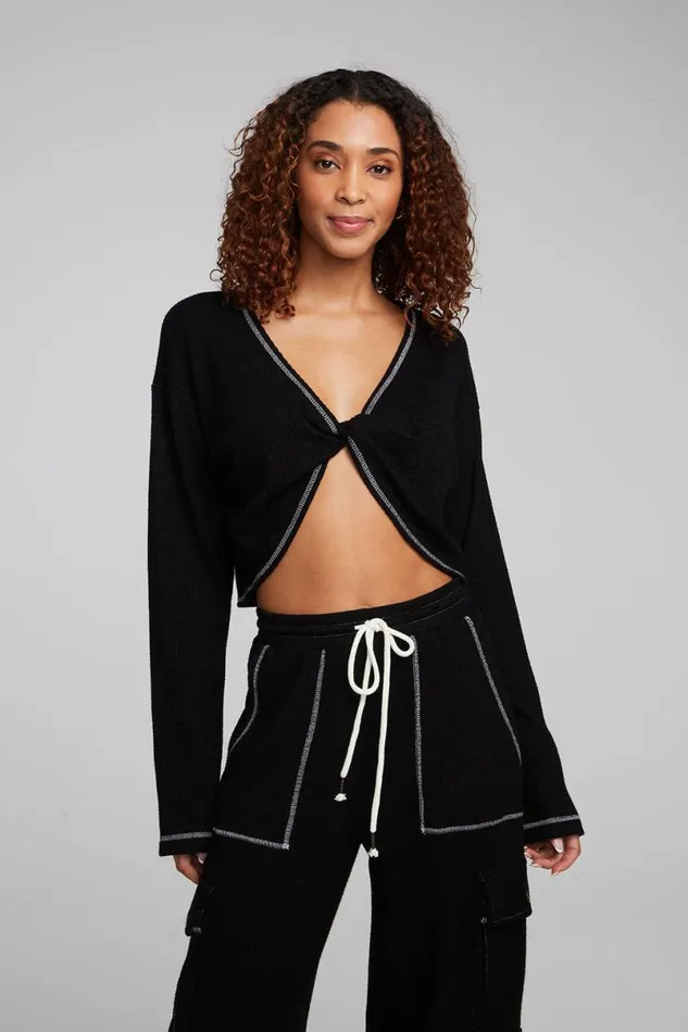 Womens Tops Chaser Brand Briaa Shadow Black Long Sleeve Tee