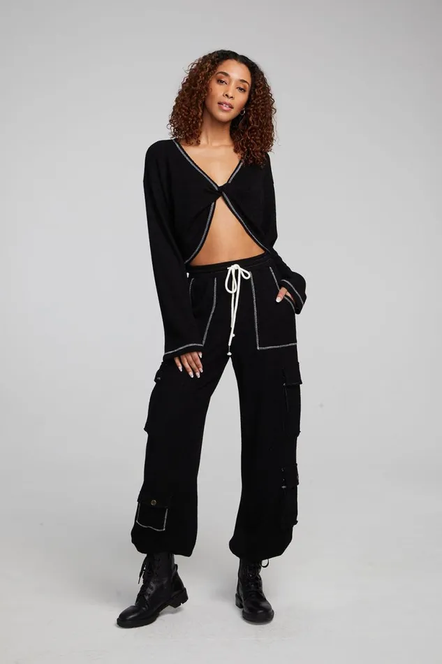 Womens Tops Chaser Brand Briaa Shadow Black Long Sleeve Tee