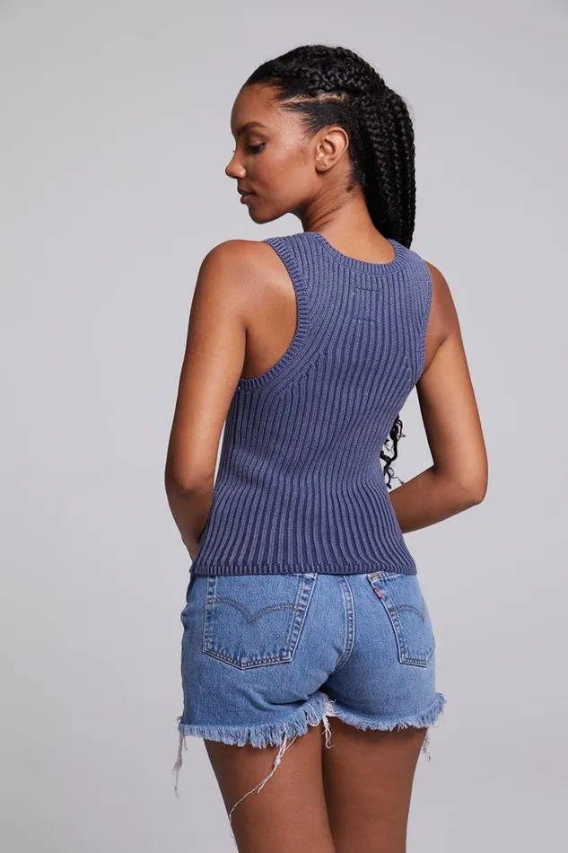 Womens Tops Chaser Brand Carnaby Washed Indigo Tank Top