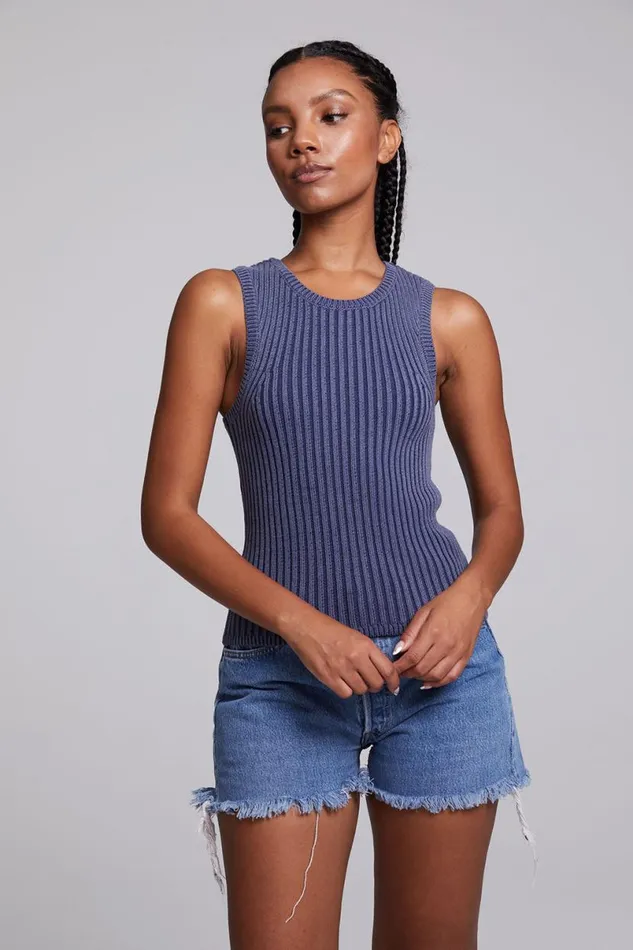 Womens Tops Chaser Brand Carnaby Washed Indigo Tank Top